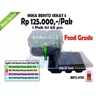 TRAY MIKA BENTO BESAR SEKAT 5 - @50 PCS MIKA BENTO WARNA NASI CATERING