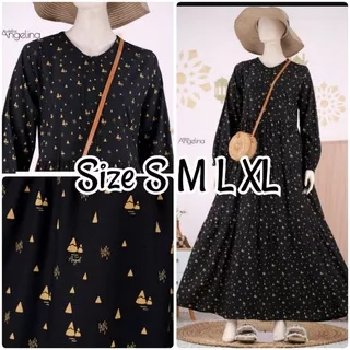 Bella Dress Simple Mountain Black Gold Atelier Angelina Simpel | Bukan Ditsy April 2022 Spring Black Mixed Flower Blackpink Diana Sarah Sofia Laurel Polkadot Maroon