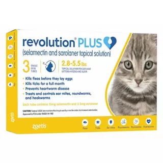 Revolution Plus Cats 2.5mg / Obat Kutu Kucing 1.2-5-5 lbs