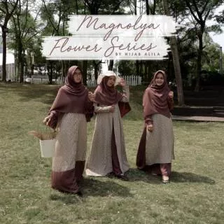 New~ Gamis MagnoLya Flower Series Brown By Hijab Alila Gamis Muslimah Syar`i