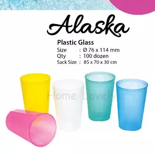 (12pcs) Gelas Plastik Alaska KH Warna Bening