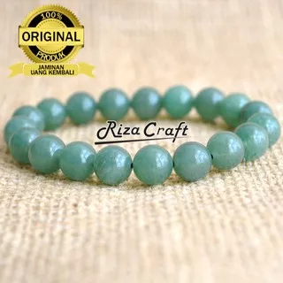 Gelang Batu Akik Giok Aventurine Hijau ASLI Alam NATURAL Kalimantan untuk Pria Wanita Cowok Cewek