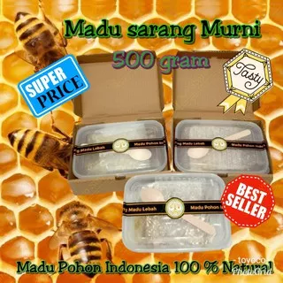 Madu Asli Dari Sarangnya 500 gram - Sarang Maduku - Sarang Madu Hutan Original 100% Alami Honey Comb Raw Honey Bee Pollens Royal Jelly