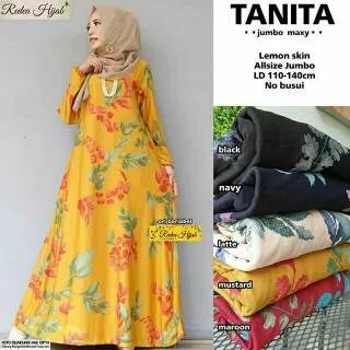 Gamis Dress Muslim Wanita Cantik Jumbo Size Lemon Skin Tanyta Maxi