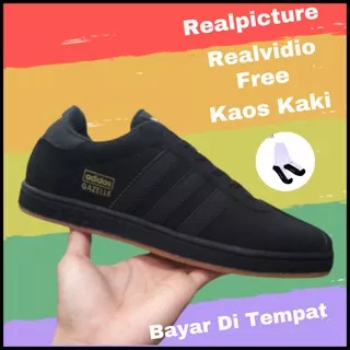 SEPATU SNEAKERS PRIA Adidas Gazelle Sneker Kasual Cowo Keren Snakers Casual Kets Laki Laki Full Hitam Sepatu Kerja Santai Sekolah Cowok Remaja Dewasa Full Black Sepatu Outdoor Traveling Advanture Size 39 - 43 Grade Original