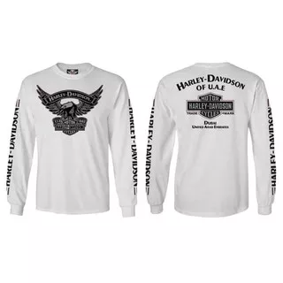 longsleeve / kaos lengan panjang Harley Davidson OF U.A.E DUBAI UNITED ARAB EMIRATES - white