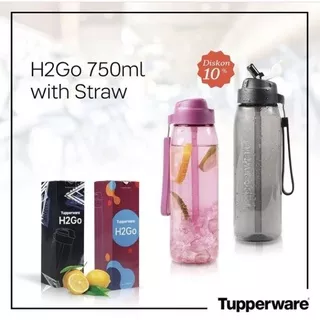 Tupperware New H2Go with straw ada 2 pilihan warna with box