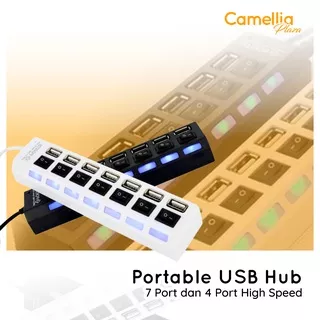 Portable USB Hub 7 Port dan 4 Port High Speed Colokan USB Port Saklar On Off Aksesoris Komputer