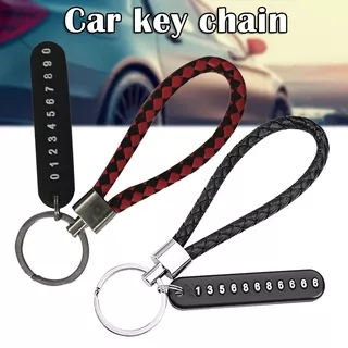 Car Keychain Anti-Lost License Plate Digital Braided Rope Metal Key Chain Pendant Auto Parts