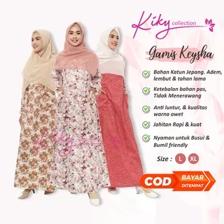 Baju Gamis Wanita Dress Keysha Muslim Remaja Fashion Syari Pakaian Syar i Perempuan Kekinian Murah Terbaru Motif Polos Katun Jepang Ori Model Keysha