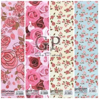 ( 5 Lembar ) FLOWER SANWA - Best Seller! KERTAS KADO SANSAN WAWA WEDDING / PERNIKAHAN / KAWINAN / ENGANGE / VALENTINE / ROMANTIC / ROMANCE / SWEET CUTE - GIFT WRAP PAPER BUNGA / ROSES / RED / BLUE / VIOLET / PURPLE / PINK MINI ROSE