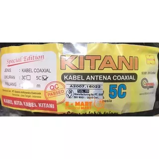 KITANI Kabel antenna TV RG-6 / Kabel Coaxial 5C TV kabel [PER 1Meter]