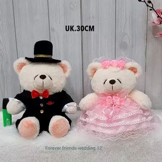 Boneka teddy bear wedding nikah couple souvenir