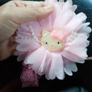 Pink Flower Baby Headband Bandana Bayi Anak Hello Kitty