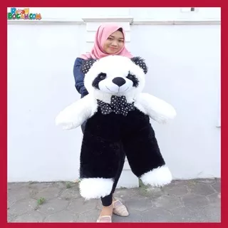 Kado Ulang Tahun Anniversary Pernikahan  Anak Sahabat Pacar Remaja Perempuan Cewek Putri  Boneka Jumbo Besar Teddy Bear Beruang Jojon XL 80 cm Hitam Putih Panda Bungkus Kado