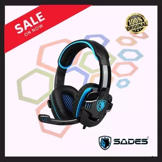 [ORIGINAL] SADES SA-708 HEADSET GAMING HEADPHONE STREO SOUND EXTRA BASS SA 708 - Blue