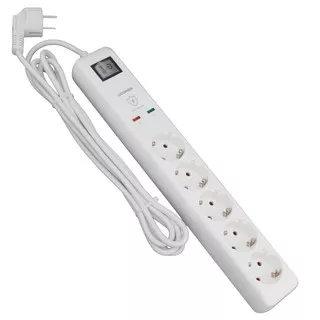 power strip-stop kontak-steker-Colokan 5 lubang dengan perlindungan anti petir-Putih-merk ucomen