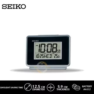 Seiko Weker QHL068K QHL068 Digital Pearlized Black Color LCD Dial Thermometer Bedside Alarm Clock