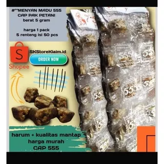 menyan madu 555 cap pak petani ( 1 pack isi 5 renteng )5g