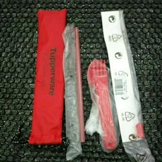 Tupperware Eco Straw and Cutlery limited edition sarung merah
