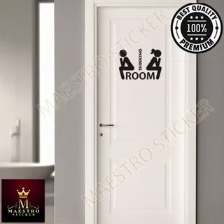 Cutting Sticker Toilet Thinking Room Stiker Pintu Cafe Rumah Kantor - Hitam