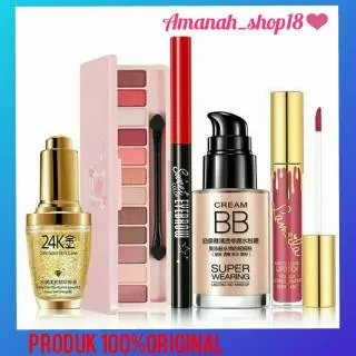 Paket makeup kosmetik 5 produk Paket Skincare wajah glowing Serum wajah glowing serum emas 24k Makeup set Perawatan wajah