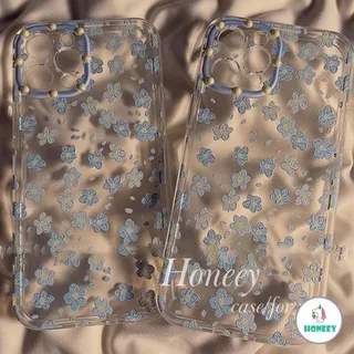 Ins Summer Blue Floral Crystal Clear Phone Case for IPhone 13 12 11 Pro Max XR 7 Plus Slim Fit Anti-Fingerprint Soft TPU Case