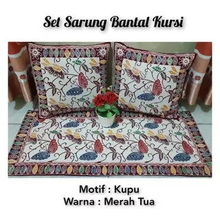 Set Sarung Bantal Kursi Batik Cap Motif Kupu-kupu