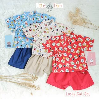 Lucky Cat Kimono Set ( Boy ) - Pakaian Anak - Kimono Anak - Setelan Anak - Little Domi