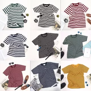 KAOS SALUR BELANG BELANG STRIPE STRIPES MEDIUM KATUN CVC 30S PRIA WANITA