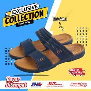 Sandal Pria Kulit Asli Original Sendal Fladeo Cowok Casual Slide Slop Dewasa Kasual Kekinian Keren