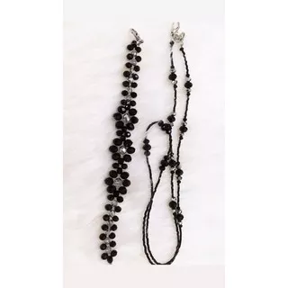 Strap Masker Kristal Hitam/Konektor Hijab Kristal Hitam