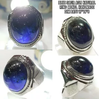 Cincin batu permata blue safir dijamin asli natural ring monel handmade/cincin pria blue shapire