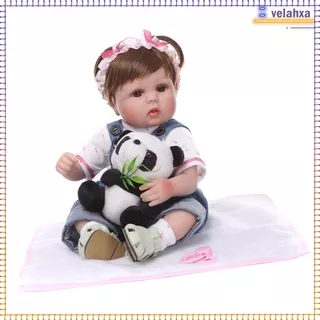 Real Life 17inch Reborn Baby Girl Doll Newborn Size Half Silicone Awake Baby Doll  Kids Children