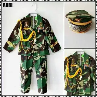 KOSTUM PROFESI ABRI ANAK 2-8 THN / SETELAN BAJU TENTARA LORENG ANAK