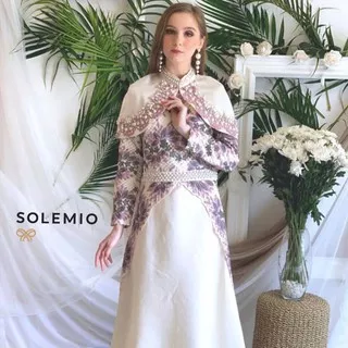 Solemio - Dress satin kombinasi brokat blazer #Q21895