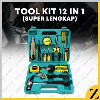 Alat Perkakas Pertukangan 12 in 1 Kunci Set 12pcs Hand Tool Kit Tool Set Tool Box Set Rumah Otomotif