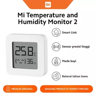 Xiaomi Mi Temperature Ruangan & Humidity Smart Link Monitor 2 Mode Bayi Alat Sensor Presisi Tinggi Pengukur Suhu Kamar Original Garansi Resmi