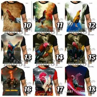 Kaos Ayam Jago AL 8 9 10 Cock Fighter Rooster Maskot Budug Bangkok Umakuka 3d fullprint distro murah