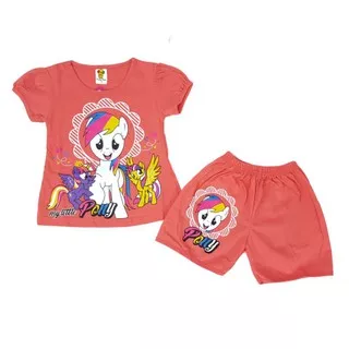 SETELAN FASHION ANAK PEREMPUAN 2-6 TAHUN MOTIF MY LITTLE PONY (sr.A198) CELANA PENDEK LENGAN PENDEK