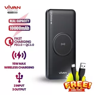 VIVAN Powerbank VPB-W11 10000 mAh  Power bank Wireless 3 Output Fast Charging