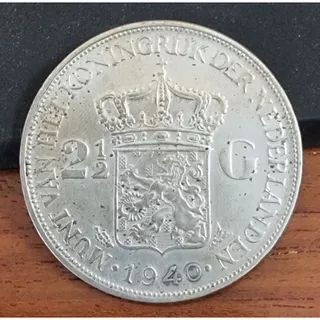 Koin kuno, silver koin, koin perak 2,5 Gulden Wilhelmina tahun 1940 Key Date