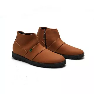 Sepatu Boots Kickers Original Pria New Rock Kulit Hitam Coklat Tan Slip On Tinggi Resleting Zipper Tanpa Tali Korea Fashion Casual Formal Outdoor Motor Biker Eksklusif Import Murah