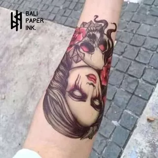 Bali Paper Ink Halfarm Temporary Tattoo - Tato Medium - Desain Geisha - HB261 / HB408 / HB428X / HB476X / HB593X / TH825 / TH811