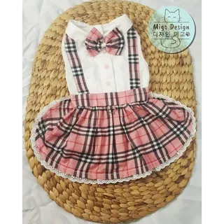  Migo Design 62 Baju Dress Kucing Anjing BB Pink Ribbon Dasi Waitress Princess Maid Pelayan Edition Cosplay / Pakaian AnaBul Hewan Peliharaan Kucing Kelinci Anjing Jantan Betina / Pet Costume Clothes Kostum Dress Pesta