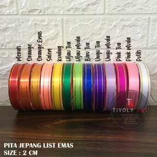 PITA JEPANG LIST EMAS 2CM / Pita Kado / Pita Plastik / Pita Souvenir