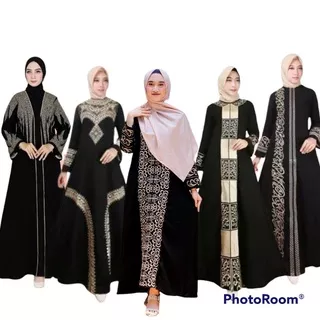 New Abaya Gamis Maxi Dress Arab Saudi Bordir Kimoni Turki Umroh Dubai 03 Turkey Inayah India Wanita Hitam