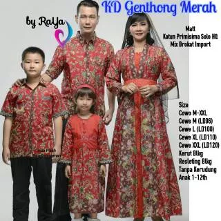 Sarimbit batik KD GENTONG MERAH family gamis batik jumbo modern seragam batik keluarga anak