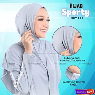 Jilbab Olah Raga Dry Fit Hijab Sporty Set (Baju+Hijab+Masker) Olahraga Lari Senam  Jogging Sepeda