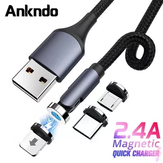 Ankndo 180 Degree Rotate Magnetic Cable Charging Kabel Charger Micro usb /Type C /iphone Cable Magnet Charger for Samsung iPhone Mobile Phone